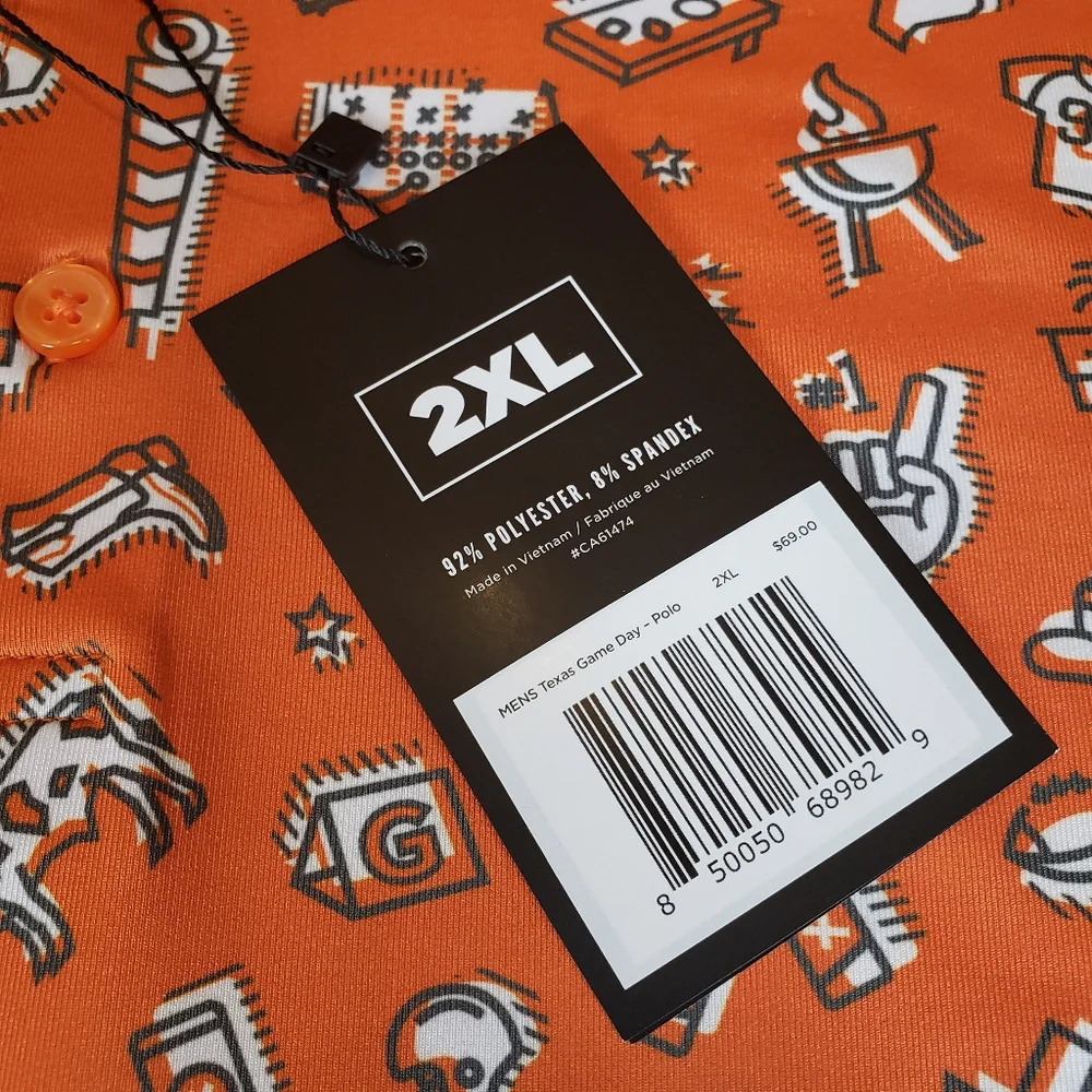 NWT Waggle Men's 2XL Texas Game Day Football Golf Party Tailgate Polo Shirt Rare - Picture 4 of 11